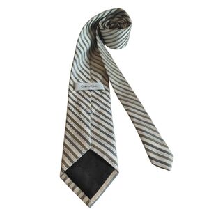 Calvin Klein Silk Men's Striped Green, Blue, Cream Tie 60"